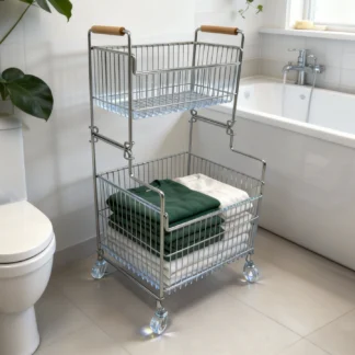 Rolling Stainless Steel Laundry Basket