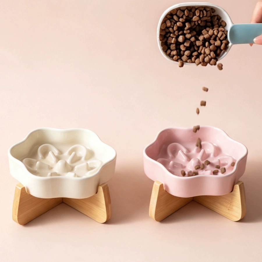 Flower Ceramic Slow Feeder Bowl