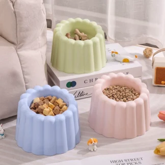 Fluted Elevated Ceramic Pet Bowl