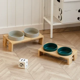 Raised Ceramic Double Pet Bowl Set