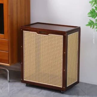 Rolling Solid Wood Storage Basket