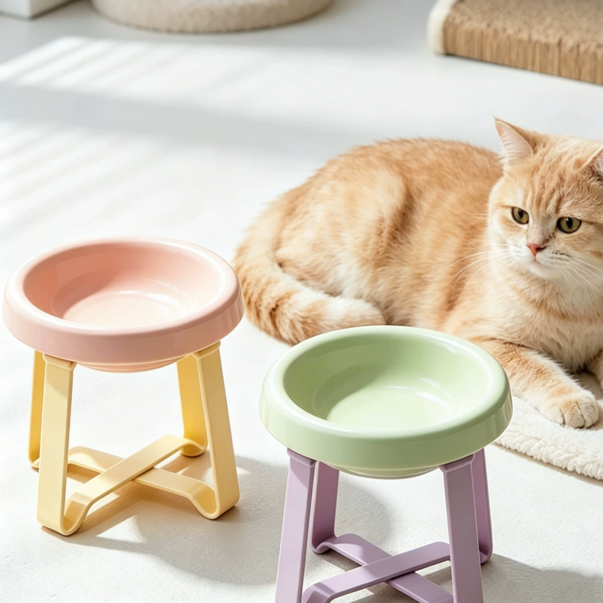 Shallow Ceramic Pet Bowl with Stand - Image 3