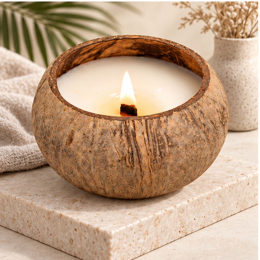Coconut Shell Scented Candle lifestyle view